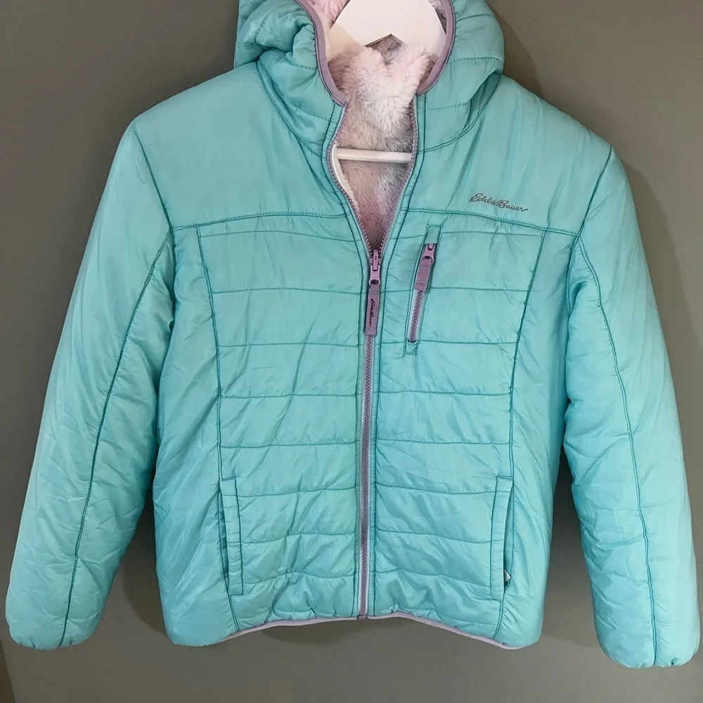 Eddie Bauer girls reversible winter jacket with hood large (14/16)